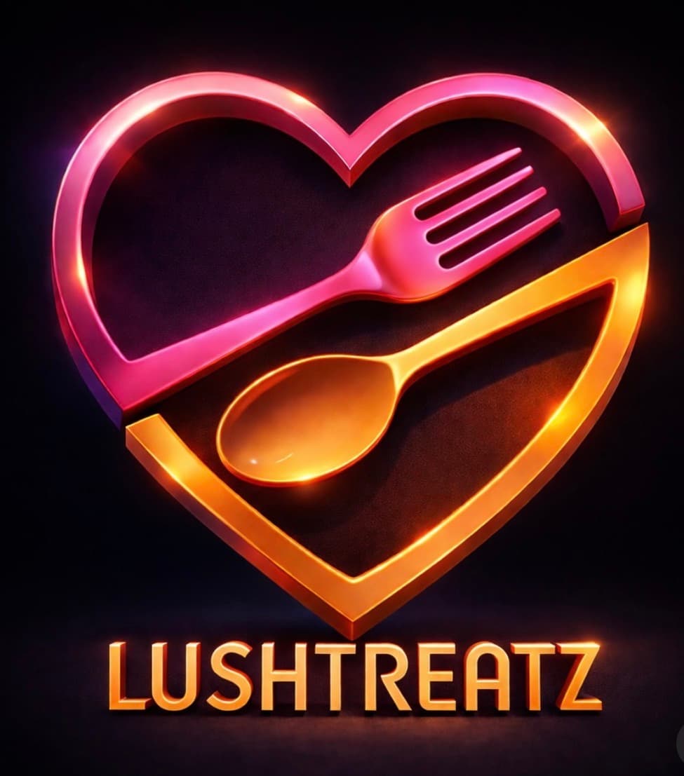 Lushtreatz heart, fork and spoon logo